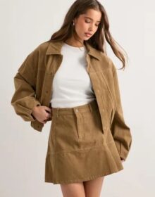 Pieces Beige – Pcbabett Mw Corderoy Denim Mini Ski