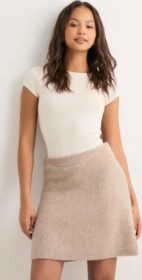 Pieces Beige – Pcmalou Hw Knit Skirt Pwp Bc