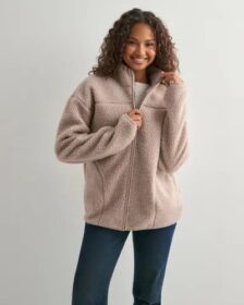 Pieces Beige – Pcsadia Ls Teddy Jacket Noos Bc