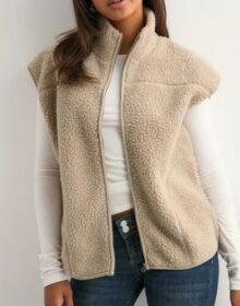 Pieces Beige – Pcsadia Teddy Vest Noos Bc