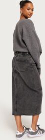 Pieces Harmaa – Pcjessie Hw Denim Midi Skirt Noos E