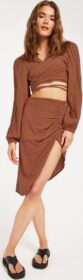 Pieces Midihameet – Coconut Shell – Pcstina Hw High Slit Skirt Bc Sww – Hameet – Midi skirts
