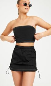 Pieces Minihameet – Black Contrast Stiching – Pccharlie Hw Short Skirt D2D Dmo Bc – Hameet – Mini Skirts