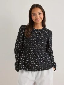 Pieces Musta – Pcbannie Ls Smock Top Wvn