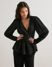 Pieces Musta – Pcmonika Ls Flounce Top Wvn D2D