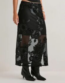 Pieces Musta – Pcoffia Hw Midi Skirt Jrs D2D