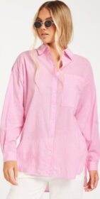 Pieces Paidat – Kauluspaidat – Prism Pink – Pcbabara Ls Oversize Shirt Bc Sww – Puserot & Kauluspaidat