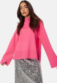 Pieces Pcfenda LS High Neck Knit Hot Pink S