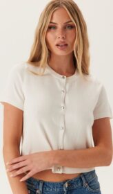 Pieces Pcorina Ss O-neck Knit Cardigan