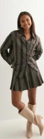 Pieces Ruskea – Pcjamie Ls Loose Shirt Wvn D2D Pp