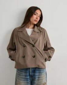 Pieces Ruskea – Pcscarlett Ls Short Trenchcoat Noos