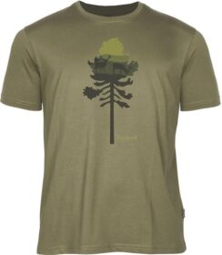 Pinewood Finnveden Recycled Outdoor T-SHIRT Olive Mel Pine Tree – S