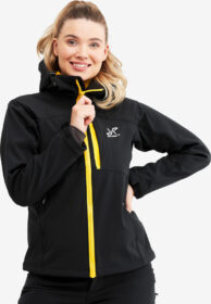 RevolutionRace Hiball Jacket Naiset Black/Yellow, Koko:XL – > Takit > Softshell-takit