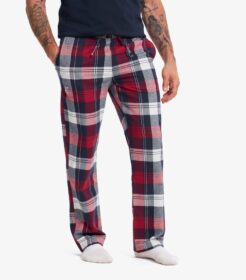 RevolutionRace Olohousut – Sininen – Lodge Flannel Pants Miehet Deep navy/Karanda red, Koko:M