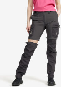 RevolutionRace Ulkoiluhousut, Vaellushousut & Retkeilyhousut – Harmaa – Rambler Lightweight Zip-off Pants Naiset Anthracite, Koko:S