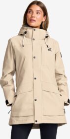 RevolutionRace Takit > Sade- Ja Kuoritakit – Beige – Status 2L Parka Naiset Aluminium, Koko:S
