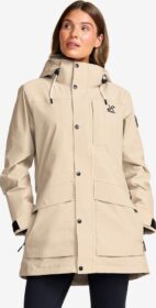 RevolutionRace > Takit > Sade- Ja Kuoritakit – Beige – Status 2L Parka Naiset Aluminium, Koko:XL