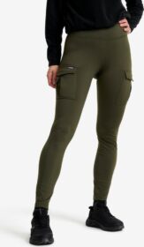 RevolutionRace Trikoot – Vihreä – Alaska Fleece Lined Pocket Leggings Naiset Forest Night, Koko:2XL