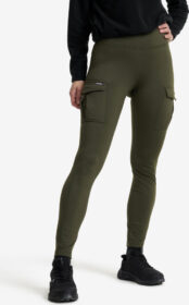 RevolutionRace Trikoot – Vihreä – Alaska Fleece Lined Pocket Leggings Naiset Forest Night, Koko:2XL