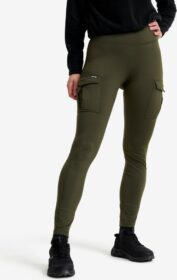 RevolutionRace Trikoot – Vihreä – Alaska Fleece Lined Pocket Leggings Naiset Forest Night, Koko:2XL