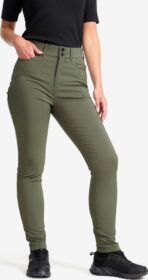 RevolutionRace Ulkoilufarkut – Vihreä – Root High-waist Stretch Jeans Naiset Kambaba Green, Koko:XL
