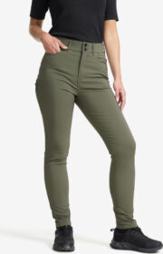 RevolutionRace Ulkoilufarkut – Vihreä – Root High-waist Stretch Jeans Naiset Kambaba Green, Koko:S