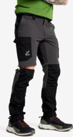 RevolutionRace Ulkoiluhousut, Vaellushousut & Retkeilyhousut – Harmaa – Rambler Lightweight Zip-off Pants Miehet Anthracite/Black, Koko:M