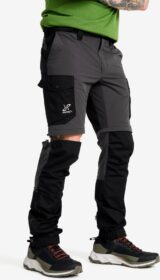 RevolutionRace Ulkoiluhousut, Vaellushousut & Retkeilyhousut – Harmaa – Rambler Lightweight Zip-off Pants Miehet Anthracite/Black, Koko:2XL