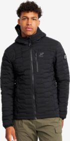 RevolutionRace Ulkoilutakki, Kuoritakki & Tuulitakki – Musta – Flex Stretch Hooded Down Jacket Miehet Black, Koko:XS