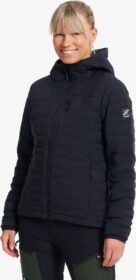 RevolutionRace Ulkoilutakki, Kuoritakki & Tuulitakki – Musta – Flex Stretch Hooded Down Jacket Naiset Black, Koko:L