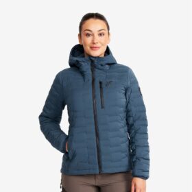 RevolutionRace Ulkoilutakki, Kuoritakki & Tuulitakki – Sininen – Flex Stretch Hooded Down Jacket Naiset Moonlit Ocean, Koko:XL