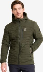 RevolutionRace Ulkoilutakki, Kuoritakki & Tuulitakki – Vihreä – Flex Stretch Hooded Down Jacket Miehet Forest Night, Koko:XS