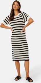 SELECTED FEMME Alby SS Long Knit Dress Birch Stripes:BLACK XS