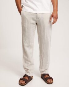 Selected Homme SLH196-Straight Mads Linen Pant Noo Pellavahousut Pure Cashmere Mixed With Withe