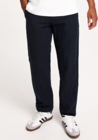 Selected Homme SLH196-Straight Mads Linen Pant Noo Pellavahousut Sky Captain Mixed With Black
