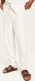 Selected Homme SLHSTRAIGHT196-Plisse Trouser Ex Housut Egret