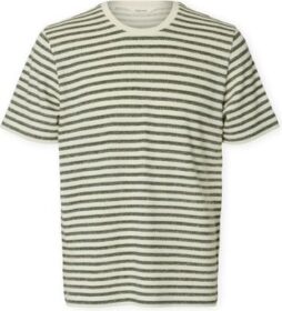 Selected Lyhythihainen t-paita Selected  T-Shirt Kevin Stripe – Egret/Sky Captain  EU S