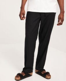 Solid SDAlann Allan Elasticated Linen Pants Pellavahousut True Black