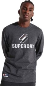 Superdry Code Logo Apq Long Sleeve T-shirt Harmaa 2XL Mies