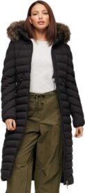 Superdry Fuji Faux Fur Longline Takki Kunnostettu