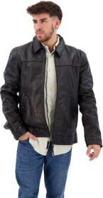 Superdry Studios Rock Coach Leather Jacket Musta M Mies