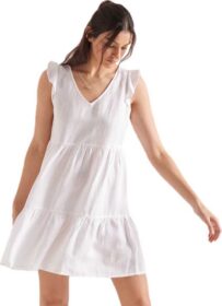 Superdry Tinsley Tiered Short Dress Valkoinen XL Nainen
