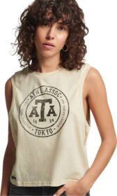 Superdry Vintage Collegiate Sleeveless T-shirt Beige S Nainen