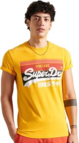 Superdry Vintage Logo Cali Stripe 220 Short Sleeve T-shirt Keltainen XS Mies