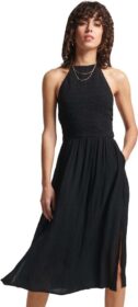 Superdry Vintage Smocked Halter Dress Musta XL Nainen