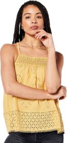 Superdry Vintage Woven Lace Sleeveless T-shirt Keltainen M Nainen