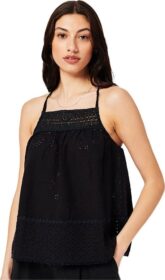 Superdry Vintage Woven Lace Sleeveless T-shirt Musta M Nainen