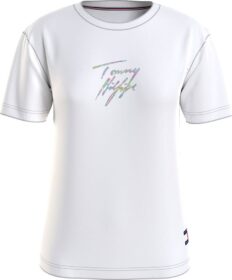 Tommy Hilfiger Logo Haze Uw0uw03945 Short Sleeve Crew Neck T-shirt Valkoinen XS Nainen