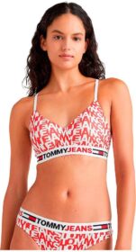 Tommy Jeans Lightly Lined Bralette Print Bra Punainen L Nainen