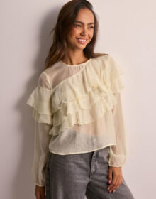 Vero Moda Beige – Vmleanna Ls Ruffle Top Vma